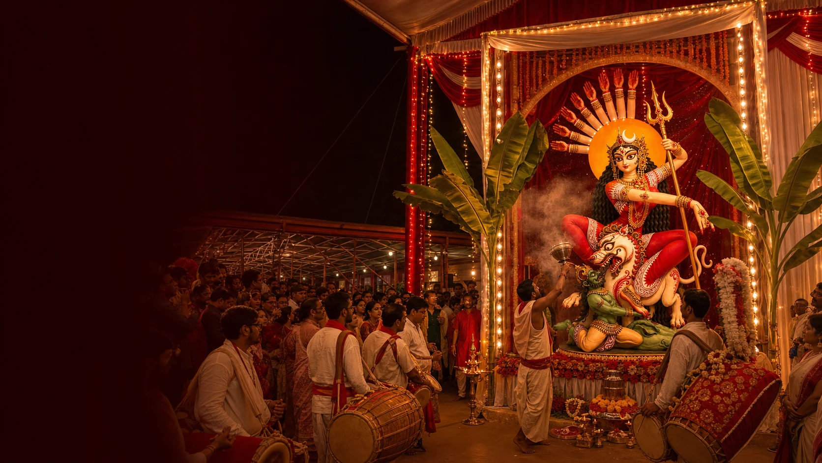 Devotees gathered for Navami puja
