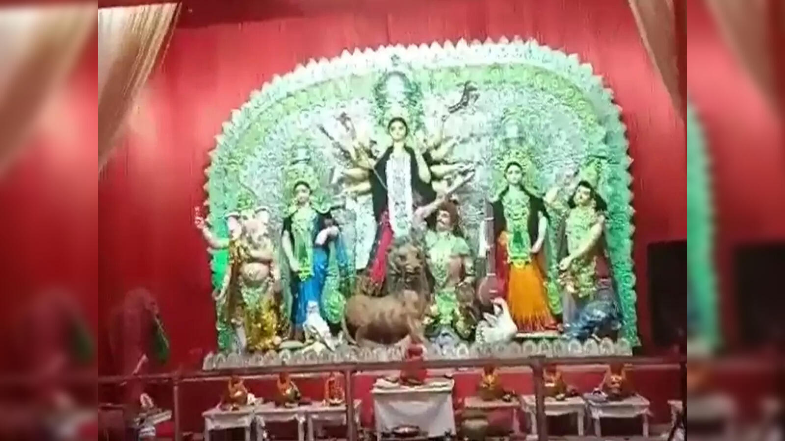 Traditional Durga Puja darbar at Ranchi Durgabati in 2021