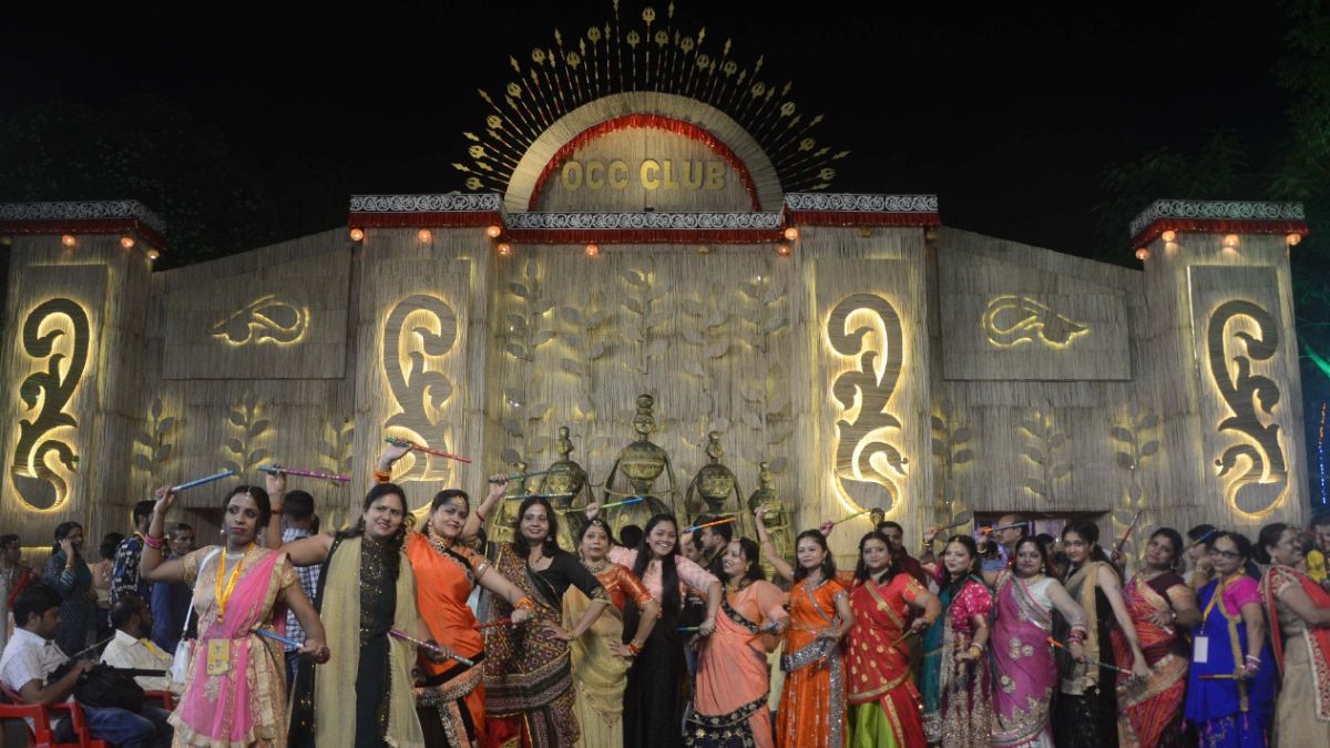 Devotees before OCC Club Durga Puja pandal in Ranchi in 2022